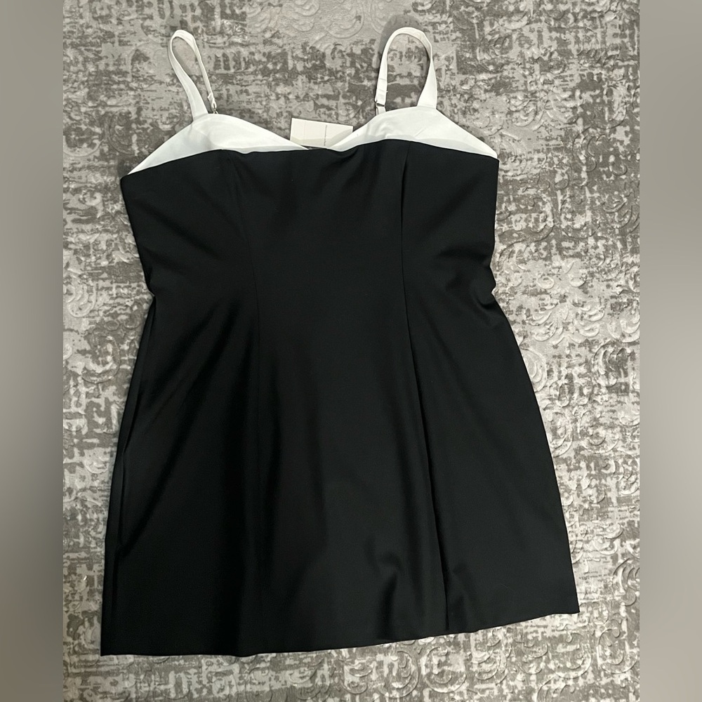 ABERCROMBIE & FITCH Blk/Wt Spaghetti Strap Sweetheart Corset Mini Dress (XL)-New